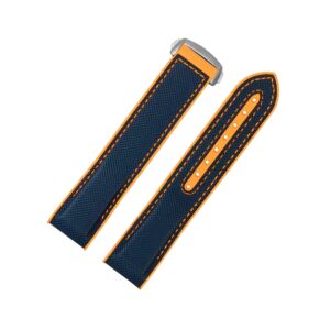 Rubber Strap - For Omega Seamaster Planet Ocean - Blue/Orange