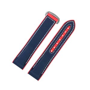 Rubber Strap - For Omega Seamaster Planet Ocean - Blue/Red
