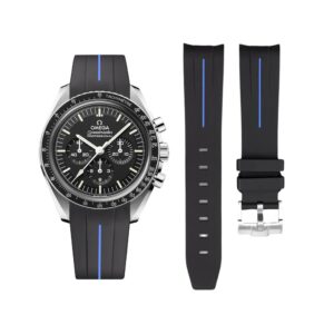 Rubber Strap - For Omega Speedmaster - Black w/Blue Line | LuxLine®