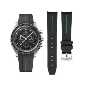 Rubber Strap - For Omega Speedmaster - Black w/Green Line | LuxLine®