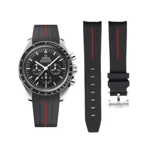 Rubber Strap - For Omega Speedmaster - Black w/Red Line | LuxLine®
