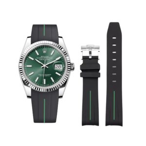 Rubber Strap - For Rolex Datejust 36 - Black w/Green Line | LuxLine®