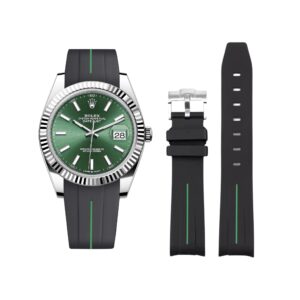 Rubber Strap - For Rolex Datejust 41mm - Black w/Green Line | LuxLine®