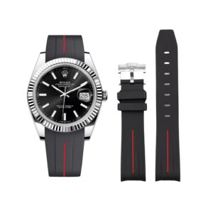 Rubber Strap - For Rolex Datejust 41mm - Black w/Red Line | LuxLine®
