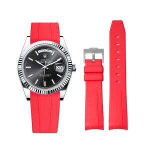 Rubber Strap - For Rolex Day-Date 40 - Red