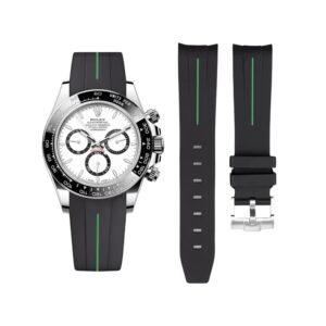 Rubber Strap - For Rolex Daytona - Black w/Green Line | LuxLine®