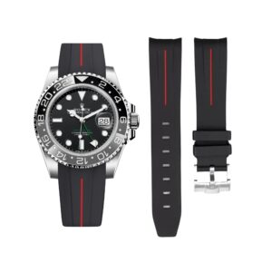 Rubber Strap - For Rolex GMT-Master II - Black w/Red Line | LuxLine®