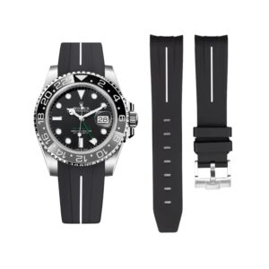 Rubber Strap - For Rolex GMT-Master II - Black w/White Line | LuxLine®