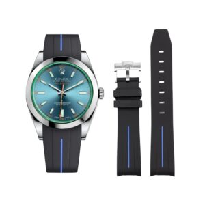 Rubber Strap - For Rolex Milgauss - Black w/Blue Line | LuxLine®