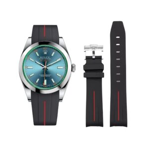 Rubber Strap - For Rolex Milgauss - Black w/Red Line | LuxLine®