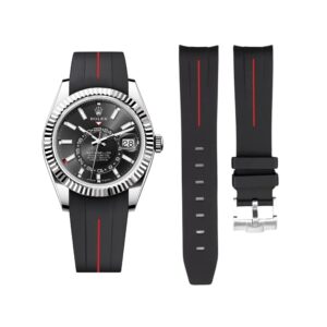 Rubber Strap - For Rolex Sky-Dweller - Black w/Red Line | LuxLine®