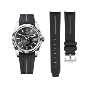 Rubber Strap - For Rolex Sky-Dweller - Black w/White Line | LuxLine®