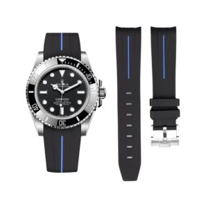 Rubber Strap - For Rolex Submariner - Black w/Blue Line | LuxLine®