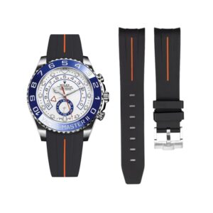 Rubber Strap - For Rolex Yacht-Master II 44mm - Black w/Orange Line | LuxLine®