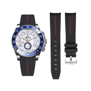 Rubber Strap - For Rolex Yacht-Master II 44mm - Black w/Red Line | LuxLine®