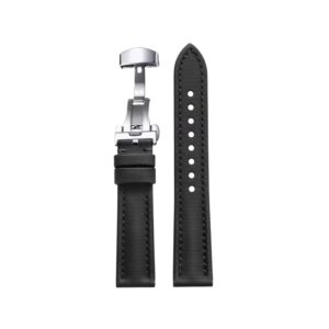 Sailcloth Watch Strap – FKM Rubber – Black – MarinerTex™ by Retention Time