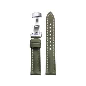 Sailcloth Watch Strap – FKM Rubber – Green/White – MarinerTex™ by Retention Time