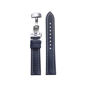Sailcloth Watch Strap – FKM Rubber – Navy Blue/White – MarinerTex™ by Retention Time