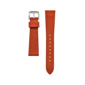Suede Leather Watch Strap – Orange – Handmade – Retention Time