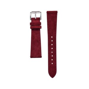 Suede Leather Watch Strap – Red – Handmade – Retention Time